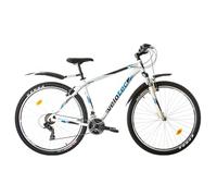Multibrand Velotec Pro Vélo VTT 29 Pouces en Aluminium, 21 Vitesses, Frein V-Brake, Unisexe, Convient pour 175-190 cm (Blanc avec Bleu et Noir)