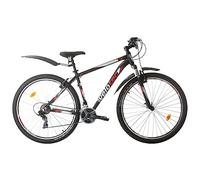 Multibrand Velotec Pro Vélo VTT 29 Pouces en Aluminium, 21 Vitesses, Frein V-Brake, Unisexe, Convient pour 175-190 cm (Noir avec Rouge et Gris)