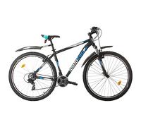 Multibrand Velotec Pro Vélo VTT 29 Pouces en Aluminium, 21 Vitesses, Frein V-Brake, Unisexe, Convient pour 175-190 cm (Noir avec Bleu et Gris)