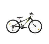 Multibrand Velotec Tempo Vélo VTT 24 Pouces en Aluminium, 18 Vitesses, Frein V-Brake, vélo Jeunesse, Convient pour 130-155 cm (Noir avec Vert et Blanc)