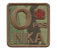 Multicam OPOS O+ NKA Blood Type NKDA No Known Drug Allergies Touch Fastener Patch