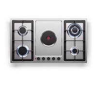 Klarstein Table de cuisson MultiChef 5 Hot Plate – mixte gaz/élec, 5 zones (4 feux gaz, 1 plaque)