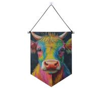 MulticoloCow Bannière en tissu à suspendre de style contemporain avec tige télescopique pour porte, mur, fenêtre, jardin, cour