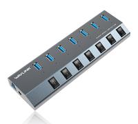 (Multicolor, AU Plug) Hub USB 3.0 7 ports WAVLINK UH3076 5 Gbit/s avec interrupteur indépendant et indicateur LED