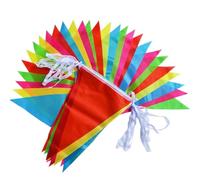 Multicolor Fanions Banderole Drapeaux triangulaires Multicolores 50/100M, Banderole en Tissu Nylon, Fanion for Festival, décoration extérieure colorée(22x35cm)