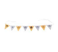 Multicolor Pennant Banner | Sturdy Oxford Cloth for Outdoor/Garden/Camping Decoration | 8 Geometric Flags with 8.2ft Adjustable Rope | Weather - Proof Party Decor (Orange White)
