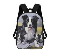Multicolore Cartable Scolaire Border Collie Little Around Mama Sac À Dos De Voyage Imprimé Sac À Dos d'affaires pour Scolaires, Voyage, Gym, 42X32X14Cm