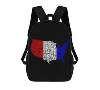 Multicolore Cartable Scolaire Drapeau De La France avec Carte des États-Unis Sacs D'École Loisir Imperméable Sac À Dos d'affaires pour Scolaires, Trekking, Voyage, 42X32X14Cm