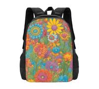 Multicolore Cartable Scolaire Impression Couleur Vive 1 Sac À Dos De Voyage Casual Sac À Dos d'affaires pour Gym, Loisir, Voyage, 42X32X14Cm