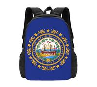 Multicolore Cartable Scolaire Impression du Drapeau De L'État du New Hampshire Sac À Dos De Voyage Imperméable Sac À Dos d'affaires pour Voyage, Scolaires, Randonnée, 42X32X14Cm