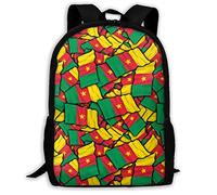 Multicolore Cartable Scolaire Motif du Drapeau du Cameroun Daypack Imprimé Sac À Dos d'affaires pour Scolaires, Voyage, Trekking, 42X32X14Cm