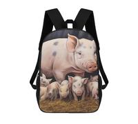 Multicolore Cartable Scolaire Porcs Porcelets À L'Heure du Dîner Sacs D'École Loisir Imperméable Sac À Dos d'affaires pour Trekking, Loisir, Bureau, 42X32X14Cm