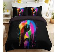 Multicolore Housse de Couette Graffiti, Douce Légère Facile d'entretien Linge de lit, Points D'Interrogation Éclaboussures De Peinture Cool Moderne Parure de Lit 220 x 240 pour Chambre D'Adolescent