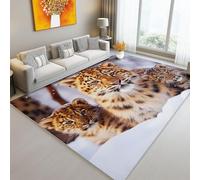 Multicolore Lavable en Machine Tapis Salon Paysage enneigé dessiné à la Main léopard, 40 x 60 cm Doux Tapis de Sol Pelucheux Dessous Antidérapant, Entree Interieur Chambre Couloir