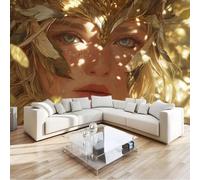 Multicolore Papier Peint Intissé Dessin Animé, Femme Plume Plante Feuille 3D Papier Peint Panoramique 250 X 175 Cmpour Salon Chambre À Coucher Arrière-Plan Tv Hôtel - Poster Tableaux Photo Muraux