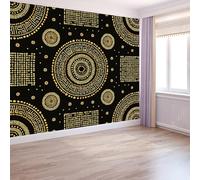 Multicolore Papier Peint Rétro 350 X 256 Cm, Intissé Murale Postertraditionnel Géométrique Symbolique Pour Salon Chambre À Coucher Arrière-Plan Tv - Installation Facile Moderne Décoration Muraux