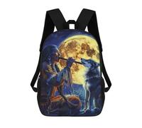 Multicolore Sac À Dos d'affaires Chant Tribal du Loup Amérindien Sacs À Dos Imperméable Cartable Scolaire pour Scolaires, Voyage, Randonnée, 42X32X14Cm