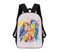 Multicolore Sac À Dos d'affaires Cocktails À L'Aquarelle, Oiseaux Buvant du Jus Imprimés Sacs D'École Loisir Grande Capacité Sacs De Voyage pour Scolaires, Trekking, Randonnée, 42X32X14Cm
