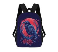 Multicolore Sac À Dos d'affaires Corbeaux Et Fleurs Sacs À Dos Utilisation Quotidienne Sacs D'École Loisir pour Trekking, Scolaires, Bureau, 42X32X14Cm