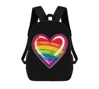 Multicolore Sac À Dos d'affaires Drapeau Arc-en-Ciel Cœur LGBTQ Gay Fier Cartable Scolaire Imperméable Sacs D'École Loisir pour Scolaires, Trekking, Voyage, 42X32X14Cm