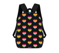 Multicolore Sac À Dos d'affaires Drapeau Imprimé « Pansexual Heart Fier » Sacs D'École Loisir Imperméable Sac À Dos pour Gym, Scolaires, Randonnée, 42X32X14Cm