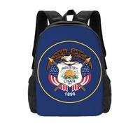 Multicolore Sac À Dos d'affaires Impression du Drapeau De L'Utah Sacs D'École Loisir Imperméable Cartable Scolaire pour Randonnée, Voyage, Bureau, 42X32X14Cm