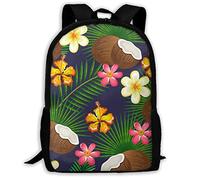 Multicolore Sac À Dos d'affaires Jardin Tropical avec Noix De Coco Sac À Dos Scolaire Casual Sacs De Voyage pour Loisir, Gym, Voyage, 42X32X14Cm