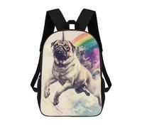 Multicolore Sac À Dos De Voyage Carlin Chevauchant des Licornes, Chien Drôle Arc-en-Ciel Cartable Scolaire Mignon Sacs D'École Loisir pour Randonnée, Scolaires, Bureau, 42X32X14Cm
