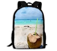 Multicolore Sac À Dos D'École Noix De Coco sur La Plage Cartable Scolaire Imperméable Sacs De Voyage pour Loisir, Trekking, Randonnéebureau, 42X32X14Cm
