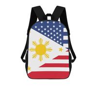 Multicolore Sac À Dos Drapeau des Philippines Imprimé Aux États-Unis Cartable Scolaire Portable Sacs De Voyage pour Loisir, Voyage, Trekking, 42X32X14Cm