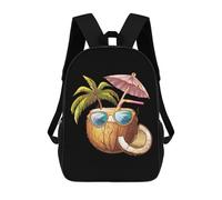 Multicolore Sacs À Dos Boisson Fraîche À La Noix De Coco avec des Lunettes Sac À Dos De Voyage Imprimé Sacs D'École Loisir pour Scolaires, Voyage, Loisir, 42X32X14Cm
