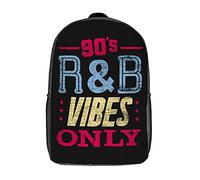 Multicolore Sacs De Voyage Ambiance Musicale R&B des Années 90 Sac À Dos Scolaire Grande Capacité Daypack pour Loisir, Voyage, Gym, 42X32X14Cm