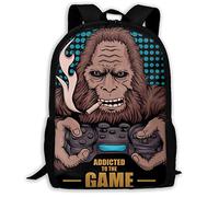 Multicolore Sacs De Voyage Bigfoot Accro Au Jeu Cartable Scolaire Portable Sac À Dos Scolaire pour Usage Quotidien, Loisir, Voyage, 42X32X14Cm