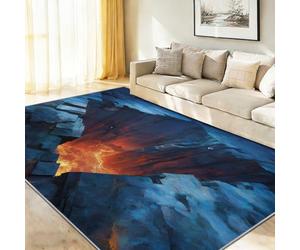 Multicolore Tapis 60 x 120 cm, Science-Fiction Paysage Géologique Volcan Lave Tapis de Jeu Doux et Antidérapant pour Chambre Bébé & Ados, Lavable en Machine, Idéal pour Coin Lecture & Crèche