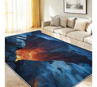 Multicolore Tapis 60 x 90 cm, Science-Fiction Paysage Géologique Volcan Lave Tapis de Jeu Doux et Antidérapant pour Chambre Bébé & Ados, Lavable en Machine, Idéal pour Coin Lecture & Crèche
