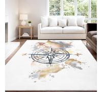 Multicolore Tapis Aquarelle Classique Nostalgique Thème Aventure À Poils Courts Compas Île Carte Nautique - Tapis Doux Moelleux 50 x 80 cm, Antidérapant Bureau Office Moquette, Ne Perd Pas Ses Poils