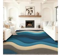 Multicolore Tapis Doux et Moelleux, Abstrait rétro ondulé Tapis Design à Poil Ras Doux pour Salle à Manger Chambre Adulte et Ado 120 x 180 cm