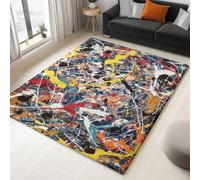 Multicolore Tapis Poil Ras Flanelle Tout Doux 160 x 230 cm, Abstrait Artistique Graffiti Impression Anti-Slip Tapis, Chambre Salon La Chambre Enfants Home Decor Tapis Facile À Nettoyer