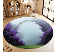 Multicolore Tapis Rond Style Fantastique Fleurs De Lilas Chemin Tapis Rond, Salon Anti-Slip Poils Courts Doux Antidérapant 60 cm - pour Salon Chambre Cuisine Bureau & Salle À Manger Moquette Ronds