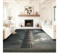 Multicolore Tapis Salon 160 x 230 cm, Antidérapant Et Lavable En Machine Tapis, Poil Ras Réalisme Photographie Mode Architecture Tour Tapis Pour Exterieur Interieur Chambre Salle À Manger Bureau