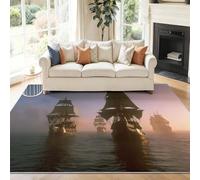 Multicolore Tapis Salon 60 x 90 cm, Antidérapant Et Lavable En Machine Tapis, Poil Ras Aventure Fantastique Film Océan Bateau Pirate Tapis Pour Exterieur Interieur Chambre Salle À Manger Bureau