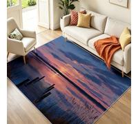 Multicolore Tapis Salon 60x120 cm Champêtre Classique Tapis de Jeu | Doux et Antidérapant, Lavable en Machine, Vue Sur Le Lac Horizon Ponton Tapis Chambre Bébé Adulte, Salle à Manger, Couloir