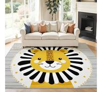 Multicolore Tapis Salon 90 x 150 cm, Antidérapant Et Lavable en Machine Tapis, Poil Ras Dessin Animé Mignon Animal Lion Rayures Tapis pour Exterieur Interieur Chambre Salle À Manger Bureau