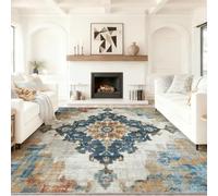 Multicolore Tapis Salon 90 x 150 cm, Antidérapant Et Lavable en Machine Tapis, Poil Ras Jacquard Exquis Vieilli Géométrique Et Symétrique Tapis pour Exterieur Interieur Chambre Salle À Manger Bureau