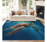 Multicolore Tapis Salon 90 x 150 cm, Antidérapant Et Lavable En Machine Tapis, Poil Ras Photographie Océan Animaux Tortues Marines Tapis Pour Exterieur Interieur Chambre Salle À Manger Bureau