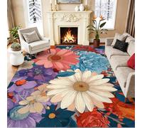 Multicolore Tapis Salon Lavable en Machine 40 x 60 cm - Tapis Moderne à Poils Courts - Doux et Résistant pour Chambre Cuisine et Bureau Appartement Pour Jeune Célibataire Nordique Floral Feuilles