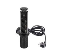 Multiprise encastrable - diamètre 60 mm - 3 prises + 2 connecteurs USB - noir - Vertikal EMUCA