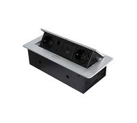 Emuca Bloc multiprise encastrable Atom 26 C – EU F, USB A+C, RJ45, HDMI – 265x120 mm, Aluminium gris