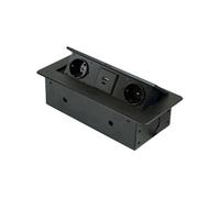 Emuca Multiconnecteur Atom 26 Lite pour bureau, Peint en noir, Zamak et Acier et Plastique.