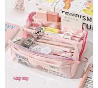 Multicouche Prismes Grande Capacité Transparent Crayon Cas Multifonctionnel Simple Et Haute Apparence Crayon Cas 1pc - Type Pink